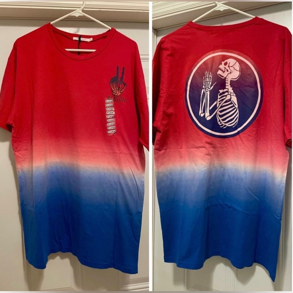 Reason Tie Dye Skeleton Skull Shirt
